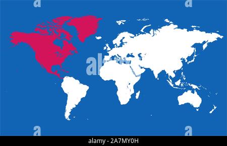 World map north america vector illustration. Blue background. Stock Vector