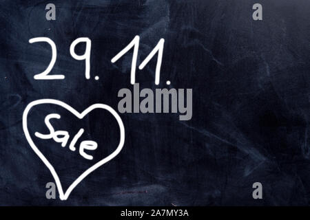 board with 29 black Friday sale heart Stock Photo