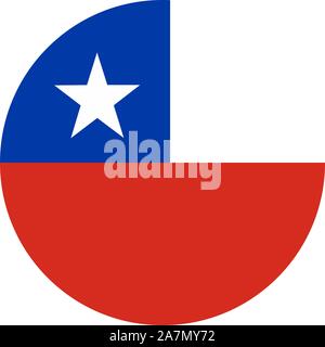 Official Chile flag round icon vector illustration Stock Vector