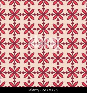 Floral seamless pattern. Abstract flowers vector illustration background. Latest fabric textile designs. Pink, red, white colors. Stock Vector