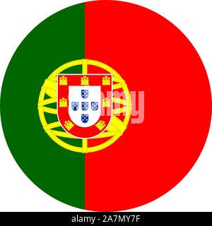 Portugal flag round icon vector illustration. European country. Stock Vector