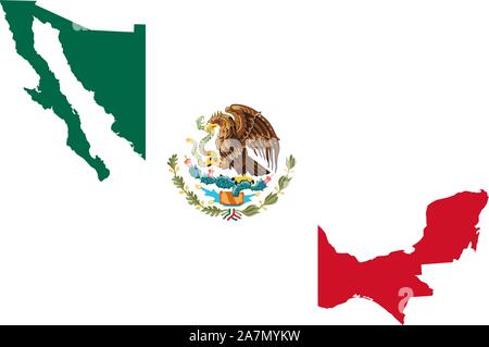 Mexico map flag vector illustration background. North american country. Stock Vector