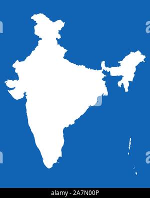 India map with boundaries vector illustration graphics design. Blue, white. Stock Vector