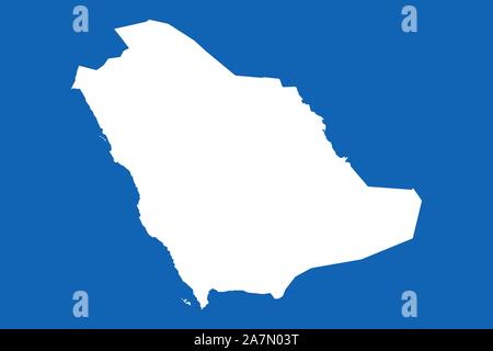 Saudi arabia map with boundaries vector illustration. Arab country. Blue, white. Stock Vector