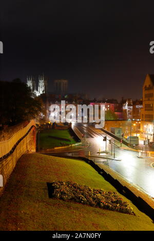 York Minster viewed from York City Walls on Station Road Stock Photo