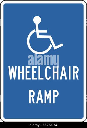 Handicap Wheelchair Ramp sign with blue background vector illustration Stock Vector