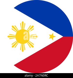 Philippines flag round vector illustration.Asian country. Perfect for sticker, icon, label and symbol. Stock Vector