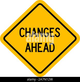 Changes ahead yellow caution sign. Traffic symbol. Stock Vector