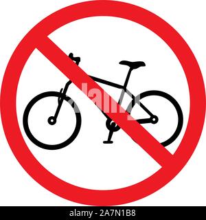 No bicycles sign. Traffic warning symbols vector illustration Stock Vector