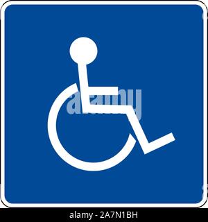 Blue Handicap sign vector illustration. Blue, white. Hospital symbols. Stock Vector