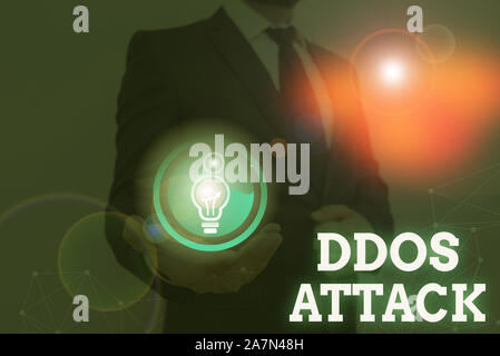 Handwriting text writing Ddos Attack. Conceptual photo perpetrator seeks to make a network resource unavailable to user Stock Photo