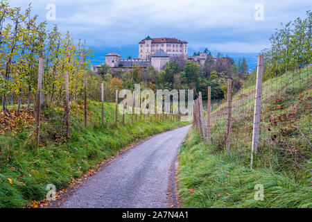 Picturesque view of Thun Castle, Val di Non, Province of Trento, Trentino Alto Adige, Italy. Stock Photo