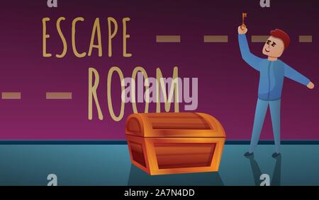 Escape room concept banner. Cartoon illustration of escape room vector concept banner for web design Stock Vector