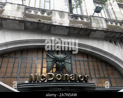 Porto, Portugal - September 9, 2019: Famous McDonalds Imperial restaurant is an historical cafe in Porto, Portugal. Stock Photo