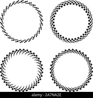 Set of four round frames in halftone dots style for your logo or other design. Stock Vector