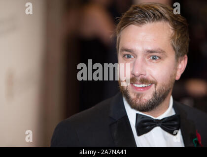 Glasgow, UK. 3 November 2019. Pictured: Iain Stirling. Scenes from the annual Scottish BAFTAs at the Doubletree Hilton Hotel.  Credit: Colin Fisher/Alamy Live News Stock Photo