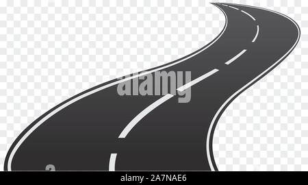 Vector winding road isolated on transparent background. Stock Vector