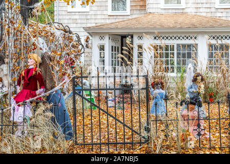Elaborate Halloween decorations in East Hampton, NY Stock Photo