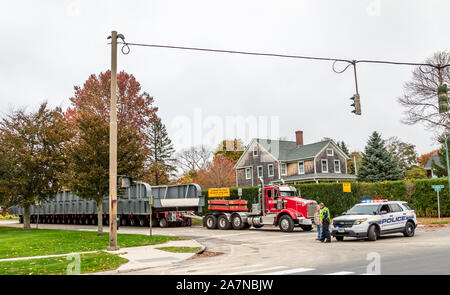 East Hampton LIRR north main street railroad bridge, East Hampton, ny Stock Photo