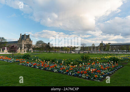 evening walk in the Tuileries Garden, Paris Stock Photo