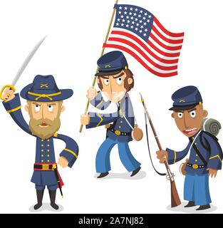 Confederacy Civil War America, vector illustration cartoon. Stock Vector