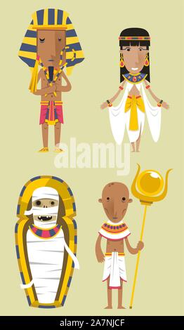 Egypt Egyptian People Pharaoh Caduceo Clothes vector illustration. Stock Vector