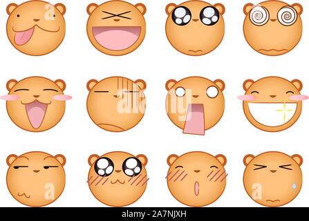 Cute squirrel smiling Smileys Avatar collection Set Stock Vector