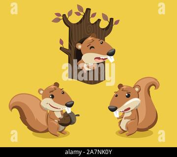 Squirrel Chipmunk Rodent Tail fluffy Whisker Animal, vector illustration cartoon. Stock Vector