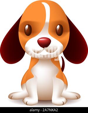 Cute little puppy canine pup whelp stray lap dog realistic vector illustration. Stock Vector