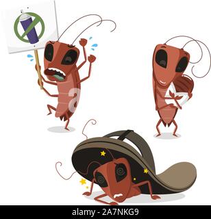Cockroach Action Cartoons vector illustration cartoon. Stock Vector