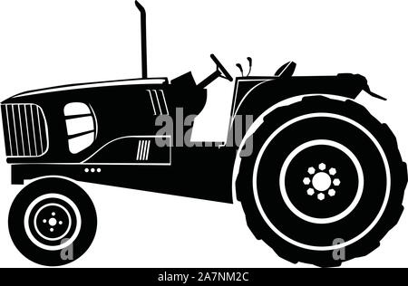 tractor silhouette for agricultural equipment Stock Vector