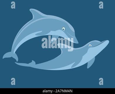 Dolphins Swimming vector illustration. Stock Vector