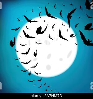 Flying bats in the night. Stock Vector
