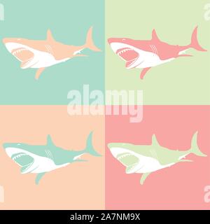 illustration of shark with pastel colors Stock Vector