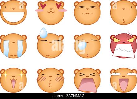 Cute squirrel smiling Smileys Avatar collection Set Stock Vector