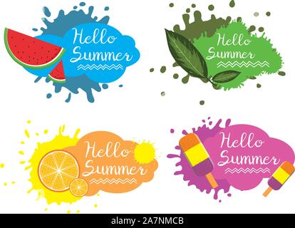 splash hello summer logo design Stock Vector