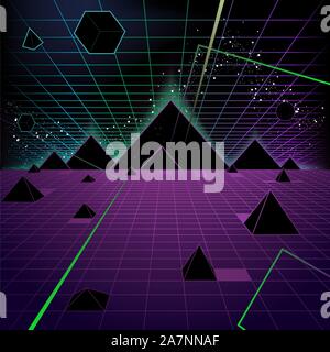 Pyramid Background Retro 80's Style Fashion Triangle, vector illustration cartoon. Stock Vector