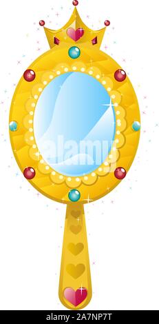Princess crown mirror frame. Hand drawn doodle mirror with crown for ...