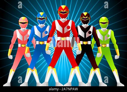 japan super hero team Stock Vector