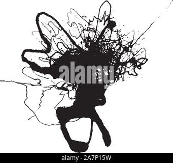 Gel ink blot with grungy ravel line texture Stock Vector