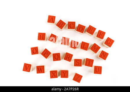 Rubber wood stamp pieces alphabet abc individual letters Stock Photo