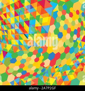 Seamless pattern with gainbow colored glitch styled bright messy shapes Stock Vector