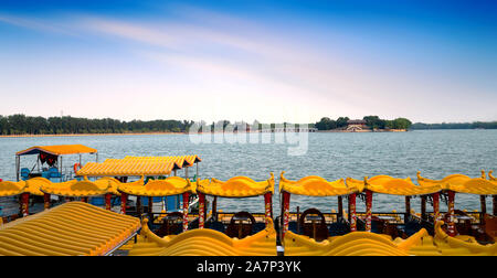 Seventeen hole bridge in the Summer Palace of Beijing, an example of classical Chinese architectural design Stock Photo