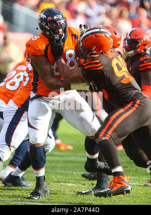 Denver Broncos defensive lineman Elijah Garcia engulfs Arizona Cardinals  quarterback David Blough for a 7-yard sack