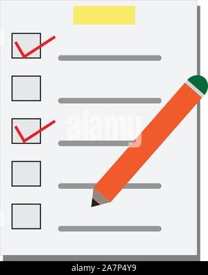 checklist and pen on white background. checklist and pencil. bill dollar icon on white background. flat style. document with pen icon for your web sit Stock Vector