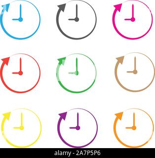 clock and arrow on white background. clock and arrow sign. flat style. clock symbol. Stock Vector