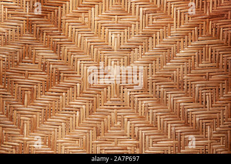 Brown old vintgae woven bamboo rattan weave asian style background texture wallpaper Stock Photo