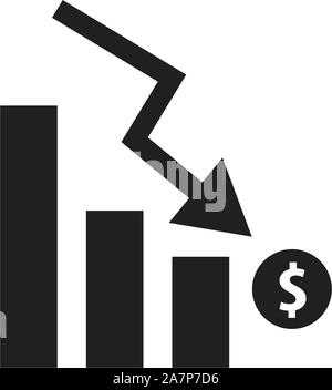 Chart with bars with bars declining. Chart icon. flat style. chart icon for your web site design, logo, app, UI. graph chart symbol. Stock Vector