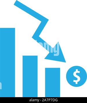 Chart with bars with bars declining. Chart icon. flat style. chart icon for your web site design, logo, app, UI. graph chart symbol. Stock Vector