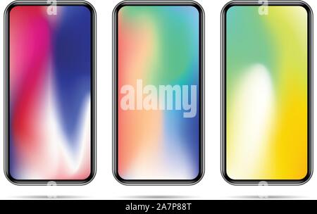 Set of new smartphone templates with colorful gradients Stock Vector